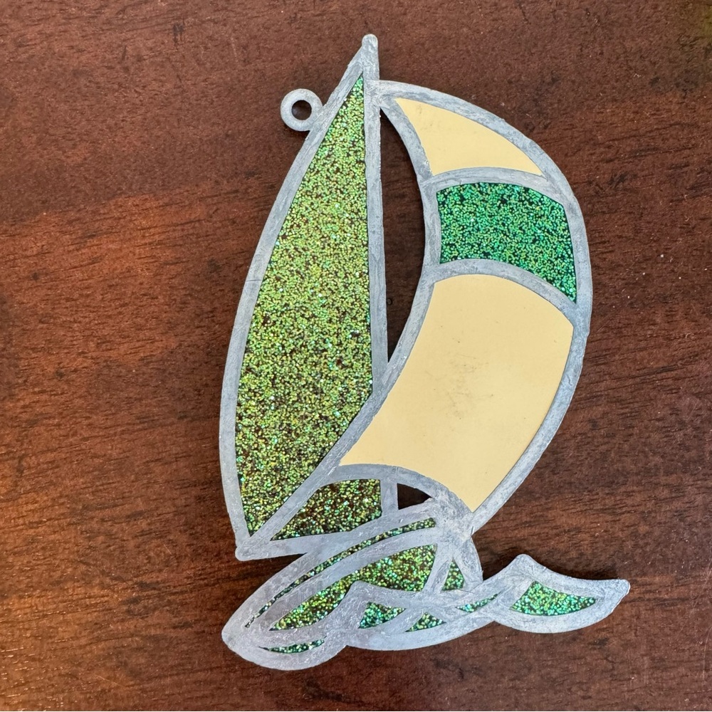 Vintage SAILBOAT Stained Glass Window Sun Catchers - Picture 4 of 5